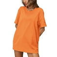 thumbnail image 2 of Fartey Oversized T Shirts for Women Summer Solid Color Tops Soft Cotton Short Sleeve Crew Neck Tshirt Loose Fit Workout Casual Tops Fashion Y2K Blouses Orange S-2XL, 2 of 9