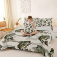 thumbnail image 3 of Feelyou Camo Largemouth Bass Fish Wildlife Twin Bedding Sets for Men Kids, Deep Ocean Bedding Comforter Set, Beige, Grey Reversible, 7 Pieces, 3 of 7