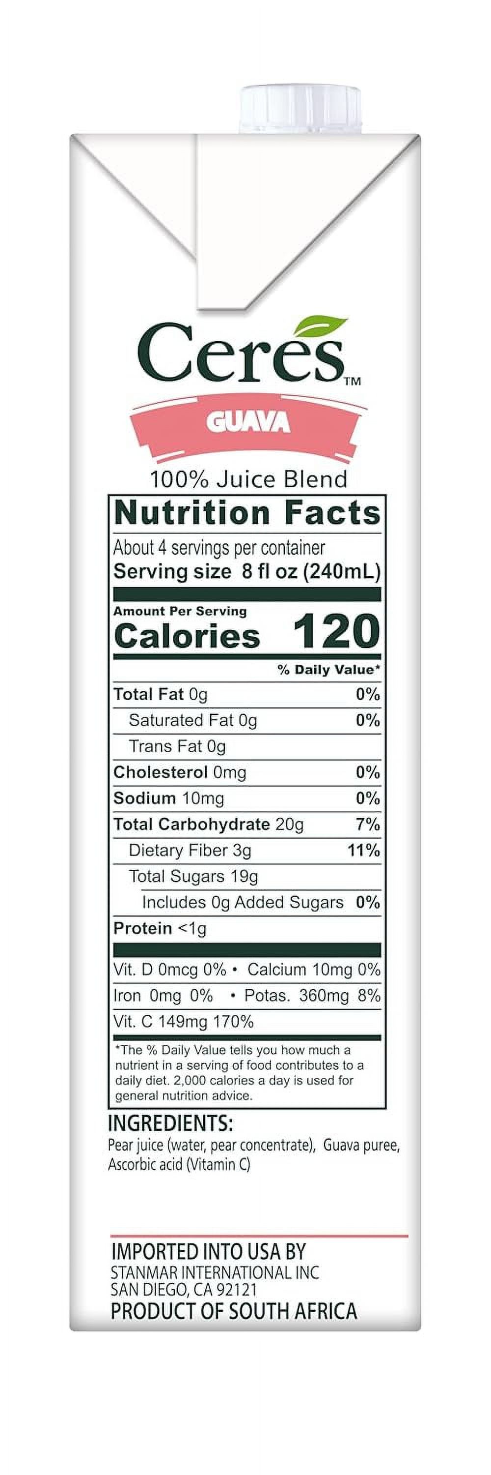 Pack of 12, Ceres 100% Guava Juice Blend, 33.8 fl oz