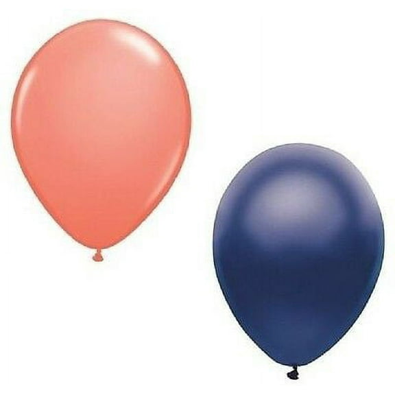 12 CORAL Pink 12 Metallic BLUE 12" Party Baby Shower Wedding Latex Balloons