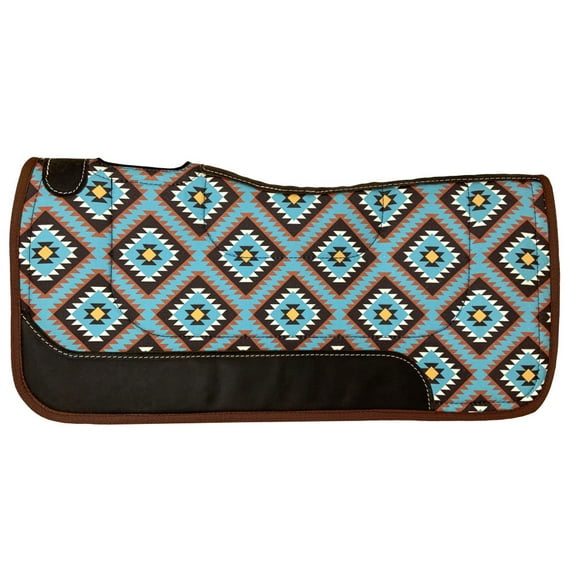 Showman 31" x 32" Blue Aztec Nylon Print Top Felt Bottom Saddle Pad