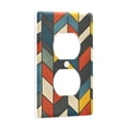 thumbnail image 2 of Yayeee Duplex Wall Plate 1-Gang 4.5"x2.7" Home Receptacle Light Switch Decorative Outlet Cover, Red Geometric, 2 of 7