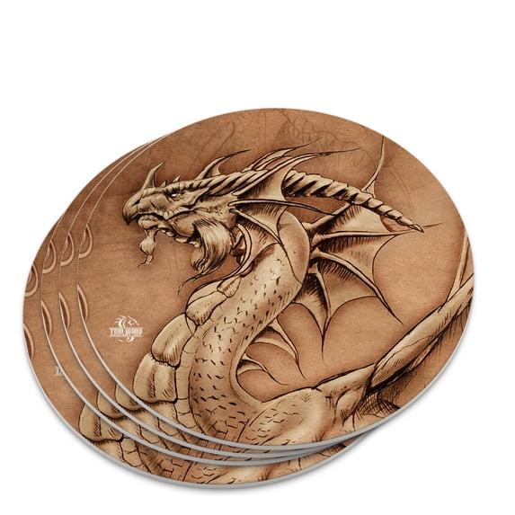 Dragon Parchment Fantasy Novelty Coaster Set