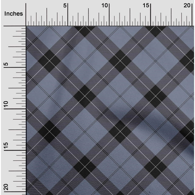 oneOone Cotton Poplin Fabric Tartan Check Printed Craft Fabric BTY 42 Inch Wide