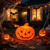 UNLLLL Halloween Pumpkin LED Light, Battery Operated Jack O Lantern Lamp with Warm Glow, Plastic Pumpkin Tabletop Ornament, for Creepy Party Home Indoor Layout