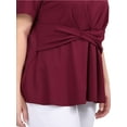 thumbnail image 7 of MODA NOVA Juniors' Plus Size Short Sleeves Knot Front Peplum Top Red 5X, 7 of 7