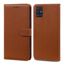 Compatible for Samsung Galaxy A51 5G Wallet Case, Shockproof PU Leather Wrist Strap Flip Case with Kickstand Card Slots Cover for Samsung Galaxy A51 5G 6.5 Inch,Brown