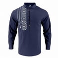 thumbnail image 4 of Betivan Men Printed Fashionable Casual Loose Button Placket Long Sleeve Stand-up Collar Blouse Shirt, 4 of 7