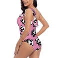 thumbnail image 4 of Picia Cute Panda Pattern Women's One Piece Swimsuits,One Shoulder Swimwear Asymmetric ,Ruffle Monokinis Bathing Suits,High Waisted Flattering Bathing Suits-Large, 4 of 8