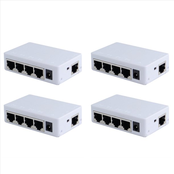 4X 4 Puertos POE Extender 100Mbps 1 en 4 250 Metros Interruptor de Red Repetidor IEEE802.3af/en para PoE Switch NVR Cámara IP