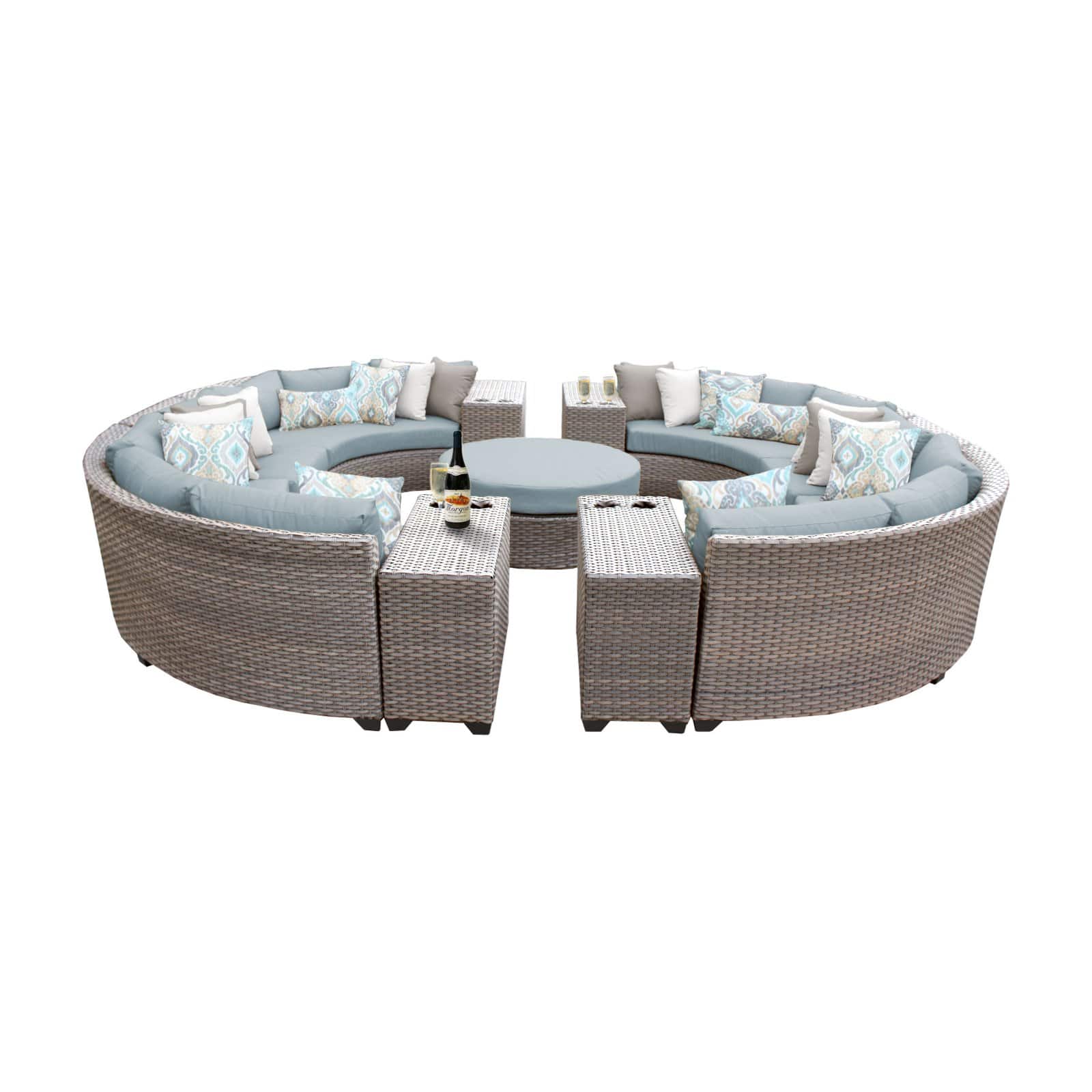 TK Classics Florence Wicker 11 Piece Patio Conversation Set with Coffee Table and 2 Sets of Cushion Covers - image 2 of 2