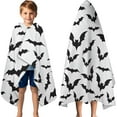 thumbnail image 3 of Halloween Bat Pattern Hooded Bath Towel，60"x35" for Ages 3 To 12 Kids, Quick Dry Lightweight Soft Microfiber Hood Beach Towel Cover Up for Kids, 3 of 7