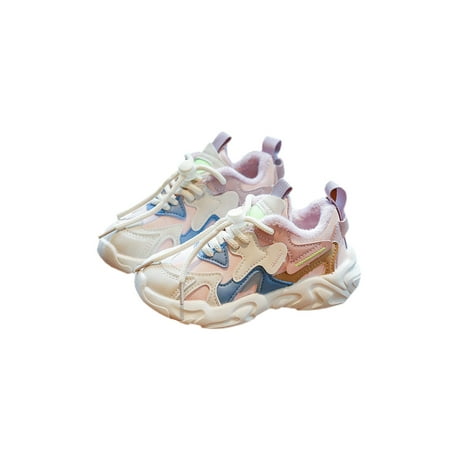 

Avamo Boys Breathable Sneakers Low Top Fashion Sneaker Sports Lightweight Non-Slip Athletic Shoes Pink (Plush Lining) 2Y