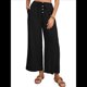 thumbnail image 1 of Pantalones de y Algodón para Mujer, Informales, de Verano, para Playa, con Cordón, Holgados, de Pierna , con Bolsillos. Negro S, 1 of 9