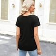thumbnail image 6 of WULMLEO Womens Deep V-Neck T Shirts Sexy Short Sleeve Tops Summer Oversized Tee Black XL, 6 of 6