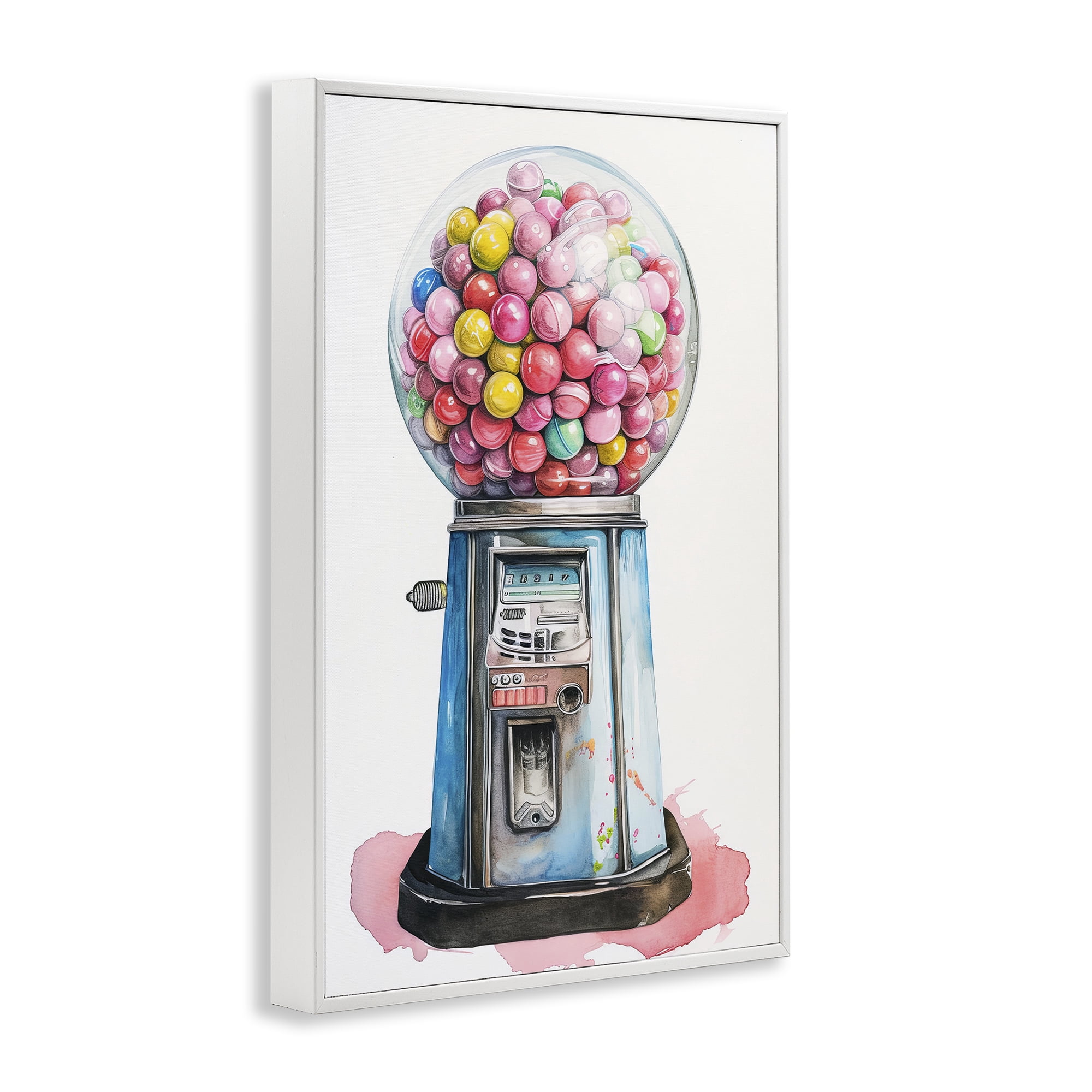 Stupell Industries Retro Gumball Machine White Framed Giclee Art, design by Ray Powers