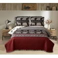 thumbnail image 4 of Jessy Home Deer Bear Quilt King Rustic Lodge Bedspread Red Black Microfiber Coverlet Set, 4 of 8