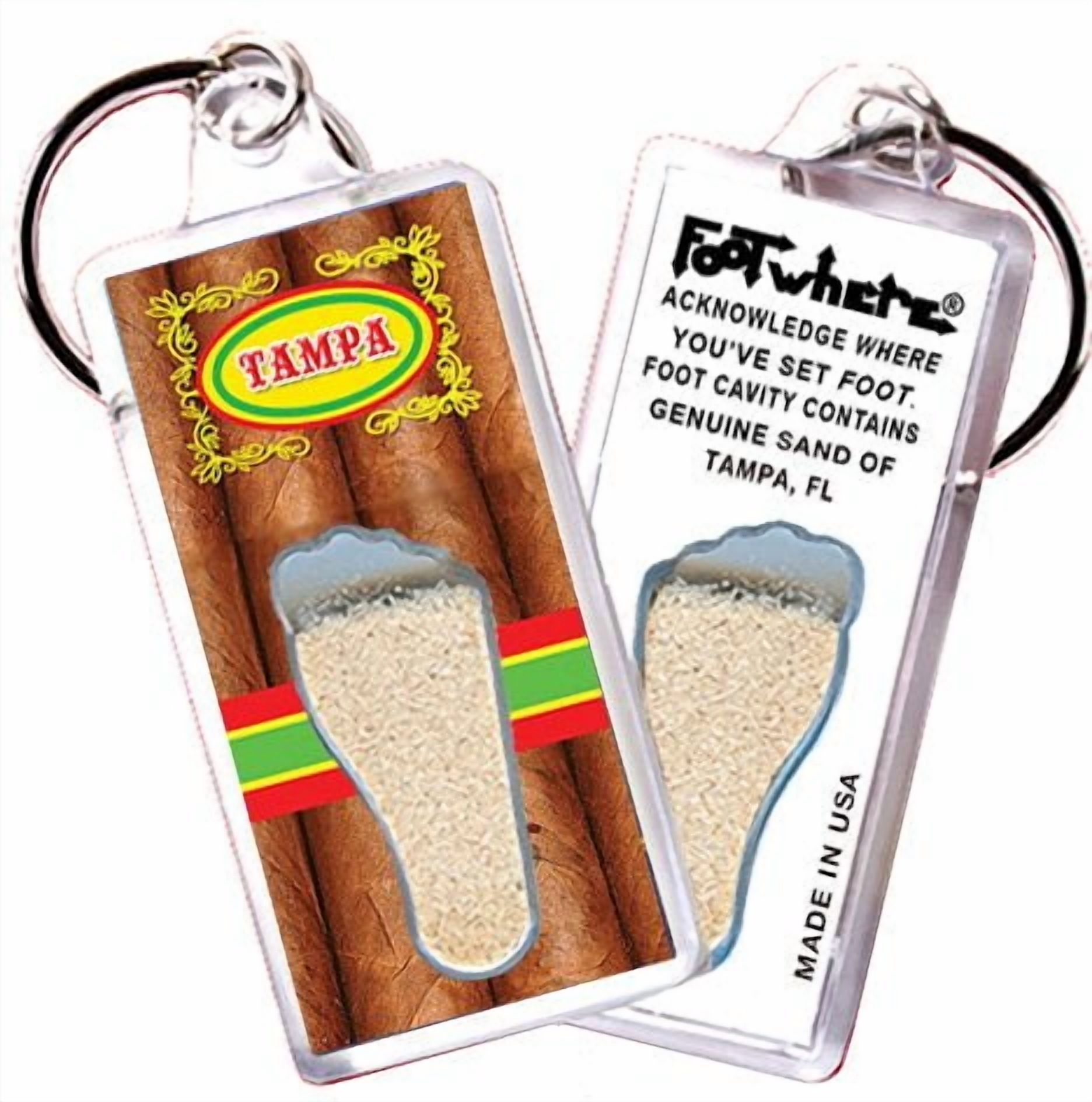 Tampa FootWhere Souvenir Keychains. (TP100 - Assorted) 6 Piece Set.