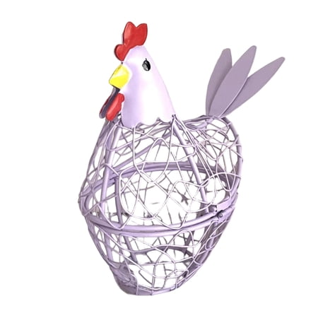 Metal Wire Chicken Egg Storage Basket Decorative Fresh Egg Holder with Chicken Design Lid Portable Round Collectiong Basket for Kitchen Supplies Pantry(Purple) Metal Wire Chicken Egg Storage Basket Decorative Fresh Egg Holder with Chicken Design Lid Portable Round Collectiong Basket for Kitchen Supplies Pantry(Purple)