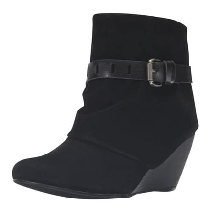 

Boots Clearance Juebong Women s Belt Buckle Boots Oversized Thick Heel Side Zipper Round Toe Booties
