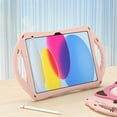 thumbnail image 3 of Kid-friendly Case for iPad 10th Gen 10.9" (2022), Rugged Silicone + PC Kickstand Hand/ Shoulder Strap Durable Protective Heavy Duty Protection Tablet Case for iPad 10th Gen 10.9" - Pink, 3 of 9