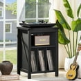 thumbnail image 5 of Record Player Stand, Turntable Stand with Vinyl Record Storage, Black Record Player Table Up to 160 Albums, End Table for Vinyl Records, Vinyl Record Holder for Living Room, 5 of 9