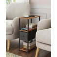 thumbnail image 4 of Set of 2 Small Narrow End Table, Side Table, Nightstand with Cloth Drawer, Couch Table, for Living Room, Bedroom, Bedside, Brown and Black, 4 of 18