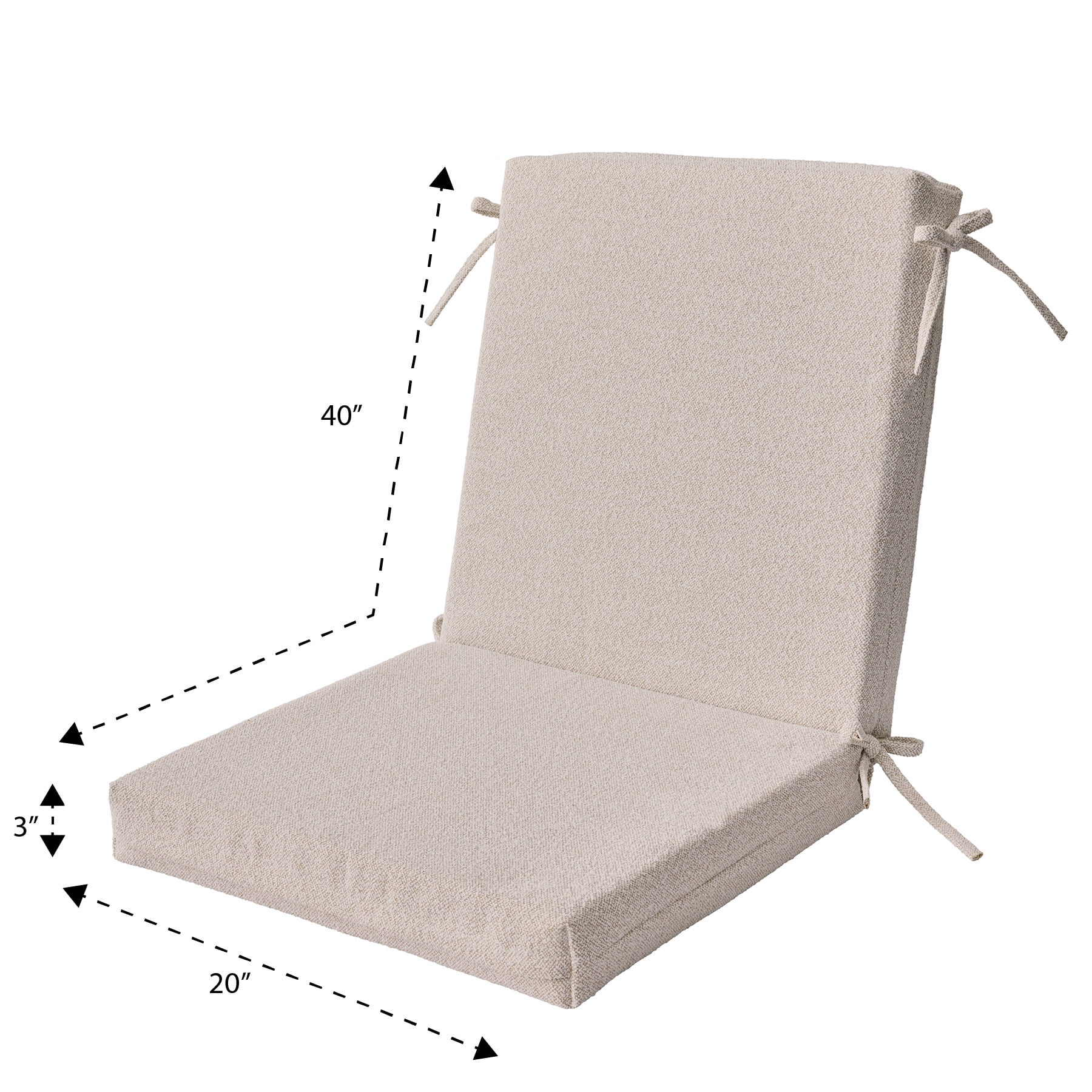 Better Homes & Gardens 44" x 20" Outdoor Chair Seat Cushion, 1-Piece, Cream Boucle