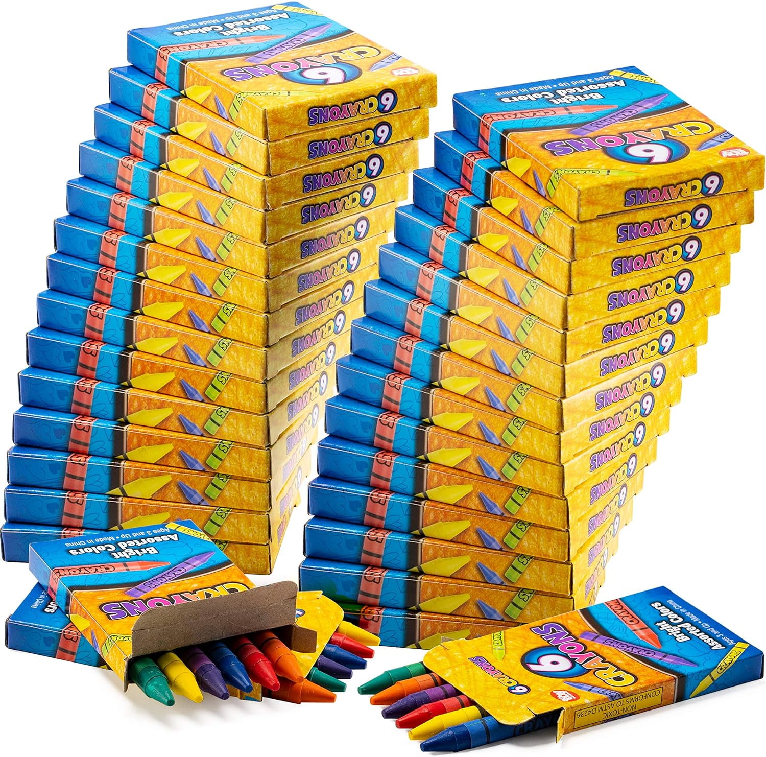 Bedwina Bulk Crayons - Case of 120 6-Packs Total 720 Crayons Bulk School Supplies for Kids & Toddler, Teachers & Classroom, Nontoxic Travel Crayons Party Favors, Goody Bags Stocking Stuffers