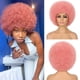 thumbnail image 1 of Zhuge Peluca afro suave de los años 70 para mujeres Pelucas de cabello afro rizado con flequillo Peluca afro de cabello sintético Peluca afro para uso diario en fiestas, rosa, 1 of 2