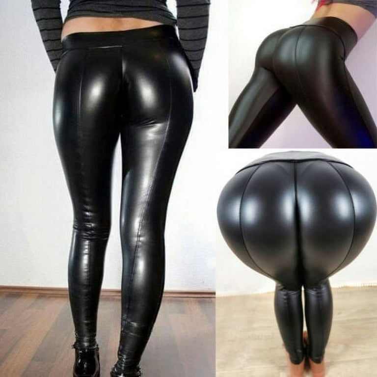 New Shiny Bling Faux Patent Leather Stretch Leggings Wet Look PVC Pants  Trousers