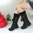 thumbnail image 5 of Women's Winter Boots Fuzzy Fleece Lined Knee High Snow Boots Warm Plush Lace Up Outdoor Ankle Boots Black 43, 5 of 6