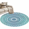 thumbnail image 2 of Turquoise Boho Round Area Rug 3.3 FT, Non Slip Small Entryway Kitchen Mat, Retro Ethnic Teal Geometric Aesthetic Washable Soft Circular Rug Non-Shedding Door Mat for Bathroom Playroom Kids Room, 2 of 9