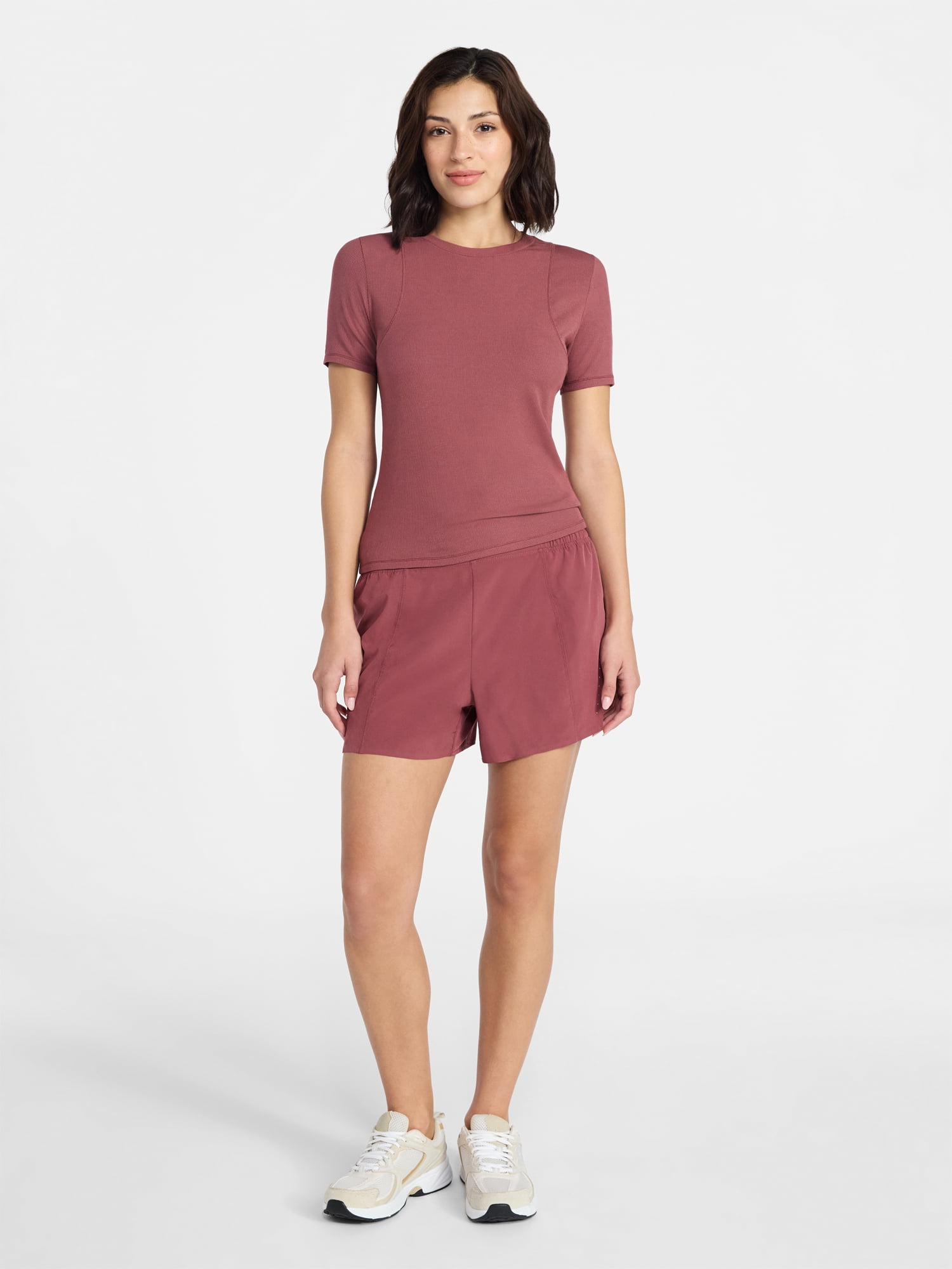 Avia Women's Ribbed T-Shirt with Short Sleeves, Sizes XS-XXXL