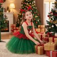 thumbnail image 5 of Girls Christmas Reindeer Tutu Dress with Antler Headband Snug Fit Green Red Layered Tulle Skirt Holiday Party Outfit, 5 of 9