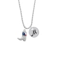thumbnail image 2 of Delight Jewelry Silvertone Cowboy Boot with Texas Flag Silvertone Script Initial Disc - M - Charm Necklace, 20"+3", 2 of 4