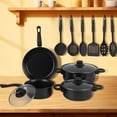 thumbnail image 2 of MDHAND 13-Piece Nonstick Cookware Set, Black Kitchen Pots and Pans Set with Glass Lids, Durable Iron Construction, Gift Box Packaging, 2 of 8