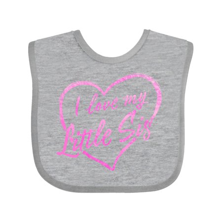 

Inktastic I Love My Little Sis in Pink Chalk Heart Gift Baby Boy or Baby Girl Bib