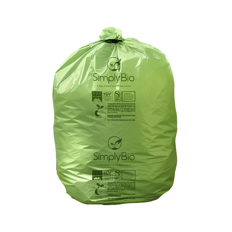Simply Bio 55 gal. 1.57 Mil. Compostable Heavy-Duty Trash Bags with Flat Top, Eco-Friendly (12-Count), Green