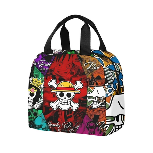 Luffy And Zoro One Piece Lunch Bag Portable Insulated Canvas Cooler Anime Thermal Cold Picnic