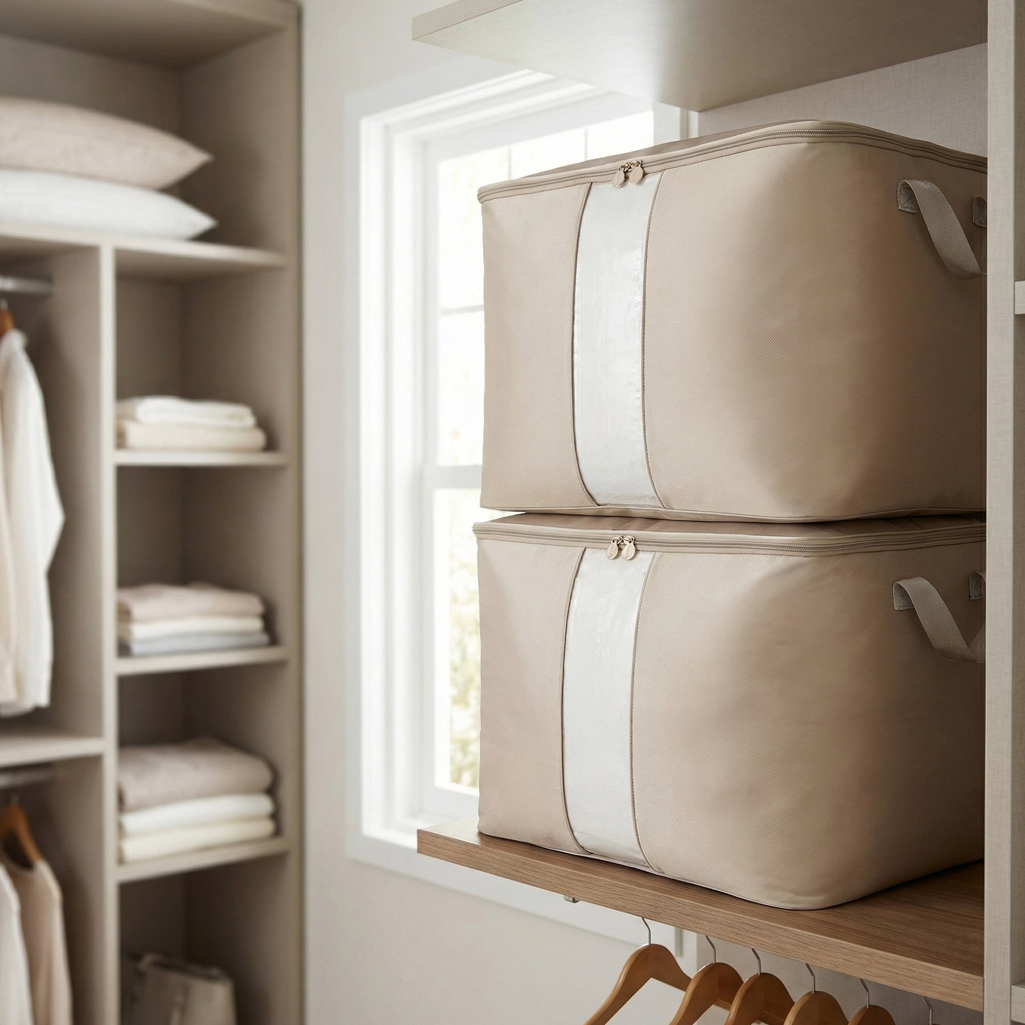 Unique Bargains Storage Bag for Closet Organizers with Handles Grey 15"x11.8"x11.8"