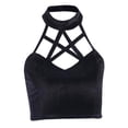 thumbnail image 3 of Top corto gótico Cosplay ropa de calle Halter tanque espalda descubierta Punk camisola camiseta L Zulema Camiseta sin mangas de terciopelo con tirantes, 3 of 8