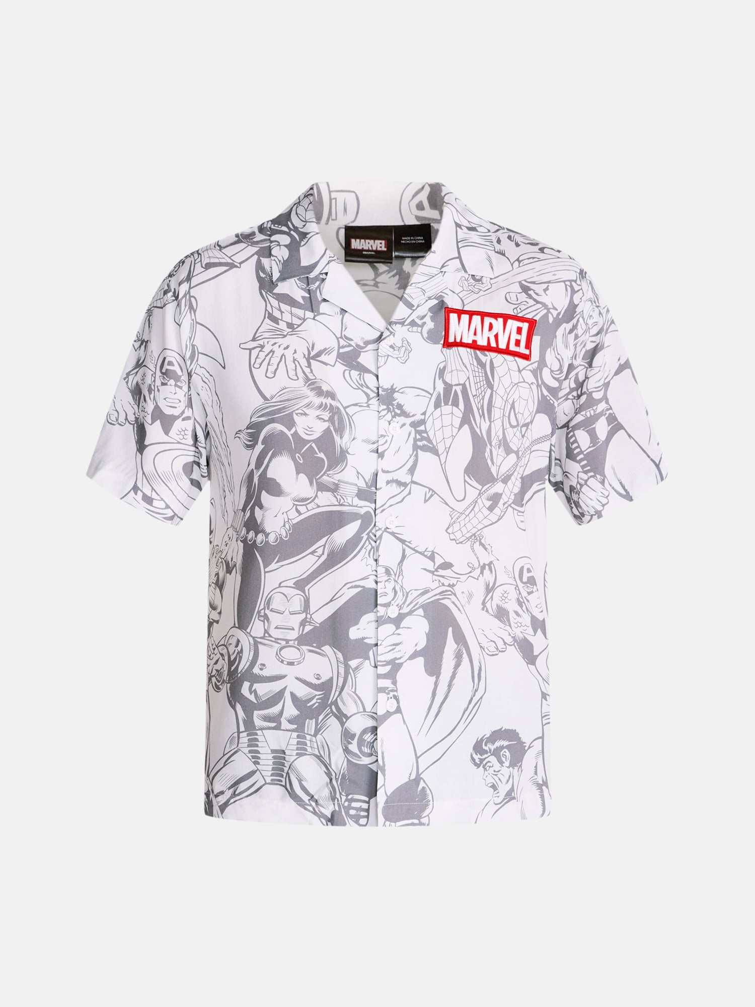 Marvel Men's and Big Men's Graphic Button Up Shirt with Short Sleeves, Sizes S-4XL