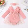 thumbnail image 3 of FYMNSI Baby Girls Long Sleeve Lace Princess Tutu Dresses Infant 3D Daisy Tulle Romper Dress Toddler Pink Clothes 0-6 Months, 3 of 10