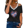 thumbnail image 2 of Fiudx Ofertas Flash Del Día Blusa de Manga Corta con Hombros Descubiertos y Estampado Informal para Mujer a La Moda, 2 of 4