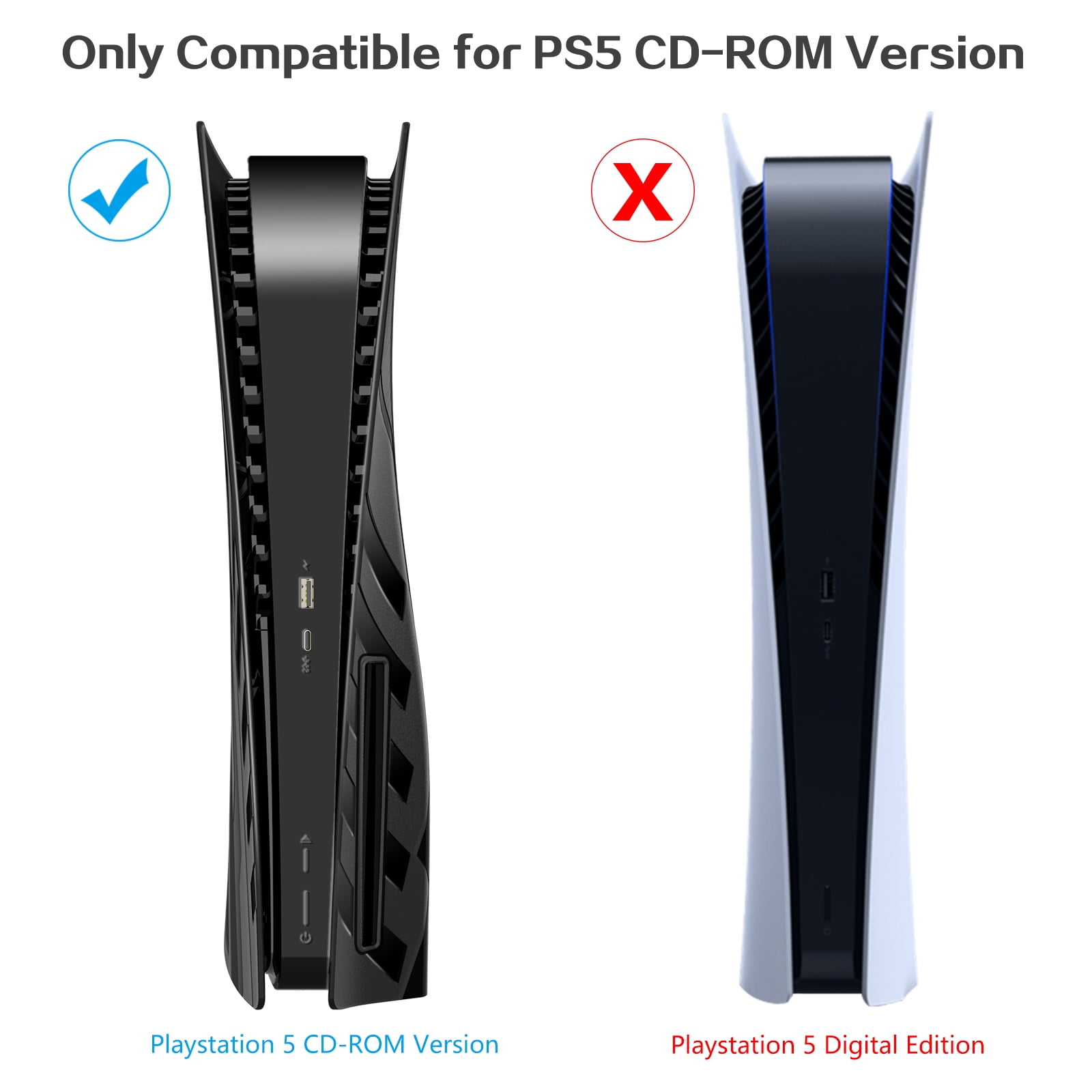 HEYSTOP PS5 Plates for PS5 Accessories, Anti-Scratch Dustproof Face Plates Replacement Accessories for Playstation 5 Disc Edition,Black