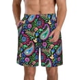 thumbnail image 1 of Balery Watercolor Floral Paisley Traje de Baño Estilo Hawaiano para Hombre, Shorts de Secado Rápido con Bolsillos-3X-Large, 1 of 6