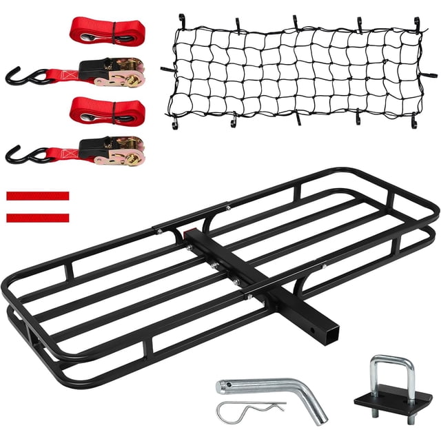 Portaequipajes de Enganche, Portaequipajes de Carga para Remolque de Servicio Pesado, Cesta Portaequipajes de Montaje en Enganche con Red, Correa, Tensor