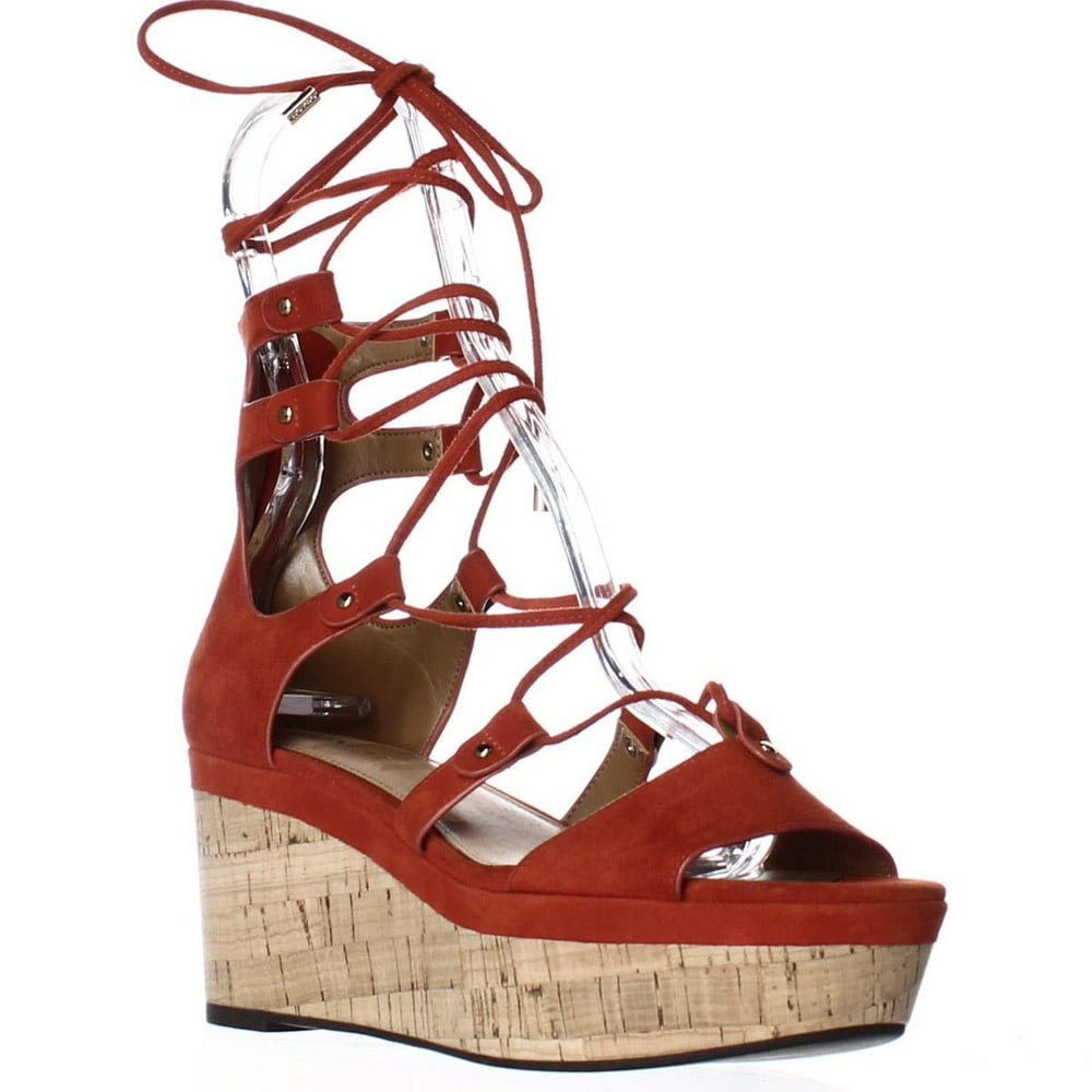 Coach - Womens Coach Barkley Platform Wedge Lace Up Sandals, Carmine ...