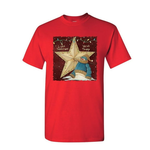 Tee Hunt Light Tomorrow with Today T-Shirt Cute Christmas Snowman Holiday Mens Shirt